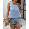 Zeagoo Womens Summer Crochet Sleeveless Sweater Vest Round Neck Hollow Out Knit Tank Tops Casual Loose Cami Tops(Light Blue)