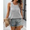 Zeagoo Womens Summer Crochet Sleeveless Sweater Vest Round Neck Hollow Out Knit Tank Tops Casual Loose Cami Tops(Light Grey)