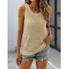 Zeagoo Womens Summer Crochet Sleeveless Sweater Vest Round Neck Hollow Out Knit Tank Tops Casual Loose Cami Tops(Light Khaki)