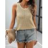 Zeagoo Womens Summer Crochet Sleeveless Sweater Vest Round Neck Hollow Out Knit Tank Tops Casual Loose Cami Tops(Light Khaki)