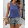 Zeagoo Womens Summer Crochet Sleeveless Sweater Vest Round Neck Hollow Out Knit Tank Tops Casual Loose Cami Tops(Navy)