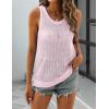 Zeagoo Womens Summer Crochet Sleeveless Sweater Vest Round Neck Hollow Out Knit Tank Tops Casual Loose Cami Tops(Pink)
