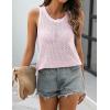 Zeagoo Womens Summer Crochet Sleeveless Sweater Vest Round Neck Hollow Out Knit Tank Tops Casual Loose Cami Tops(Pink)