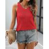 Zeagoo Womens Summer Crochet Sleeveless Sweater Vest Round Neck Hollow Out Knit Tank Tops Casual Loose Cami Tops(Red)