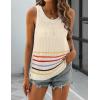 Zeagoo Womens Summer Crochet Sleeveless Sweater Vest Round Neck Hollow Out Knit Tank Tops Casual Loose Cami Tops(Tw231- Colorful Stripe)