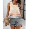 Zeagoo Womens Summer Crochet Sleeveless Sweater Vest Round Neck Hollow Out Knit Tank Tops Casual Loose Cami Tops(Tw231- Colorful Stripe)