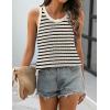 Zeagoo Womens Summer Crochet Sleeveless Sweater Vest Round Neck Hollow Out Knit Tank Tops Casual Loose Cami Tops(Tw467- Stripe Beige)