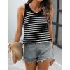 Zeagoo Womens Summer Crochet Sleeveless Sweater Vest Round Neck Hollow Out Knit Tank Tops Casual Loose Cami Tops(Tw599- Stripe White)