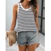 Zeagoo Womens Summer Crochet Sleeveless Sweater Vest Round Neck Hollow Out Knit Tank Tops Casual Loose Cami Tops(Tw679- Stripe Black)
