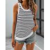 Zeagoo Womens Summer Crochet Sleeveless Sweater Vest Round Neck Hollow Out Knit Tank Tops Casual Loose Cami Tops(Tw679- Stripe Black)