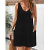 Zeagoo Womens Summer Dress 2026 Loose V Neck Sleeveless Sundresses Swimsuit Coverup with Pockets Floral Tank Dresses(Black)