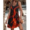Zeagoo Womens Summer Dress 2026 Loose V Neck Sleeveless Sundresses Swimsuit Coverup with Pockets Floral Tank Dresses(Black Red-printed)