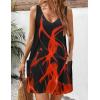 Zeagoo Womens Summer Dress 2026 Loose V Neck Sleeveless Sundresses Swimsuit Coverup with Pockets Floral Tank Dresses(Black Red-printed)
