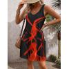 Zeagoo Womens Summer Dress 2026 Loose V Neck Sleeveless Sundresses Swimsuit Coverup with Pockets Floral Tank Dresses(Black Red-printed)