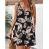 Zeagoo Womens Summer Dress 2026 Loose V Neck Sleeveless Sundresses Swimsuit Coverup with Pockets Floral Tank Dresses(Black-leaf Printed)