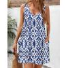 Zeagoo Womens Summer Dress 2026 Loose V Neck Sleeveless Sundresses Swimsuit Coverup with Pockets Floral Tank Dresses(Blue-printed)