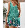 Zeagoo Womens Summer Dress 2026 Loose V Neck Sleeveless Sundresses Swimsuit Coverup with Pockets Floral Tank Dresses(Green Floral-printed)