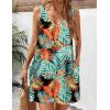 Zeagoo Womens Summer Dress 2026 Loose V Neck Sleeveless Sundresses Swimsuit Coverup with Pockets Floral Tank Dresses(Leaf-printed)