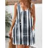 Zeagoo Womens Summer Dress 2026 Loose V Neck Sleeveless Sundresses Swimsuit Coverup with Pockets Floral Tank Dresses(White Black-printed)