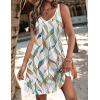 Zeagoo Womens Summer Dress 2026 Loose V Neck Sleeveless Sundresses Swimsuit Coverup with Pockets Floral Tank Dresses(White Leaf-printed)