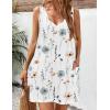 Zeagoo Womens Summer Dress 2026 Loose V Neck Sleeveless Sundresses Swimsuit Coverup with Pockets Floral Tank Dresses(White-printed)
