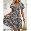Zeagoo Womens Summer Dress Casual Swing Floral Ruffle Short Sleeve Sundresses Beach Mini A-line Shift Dress 2026 with Pockets(Brown Floral)