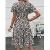 Zeagoo Womens Summer Dress Casual Swing Floral Ruffle Short Sleeve Sundresses Beach Mini A-line Shift Dress 2026 with Pockets(Brown Floral)