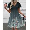 Zeagoo Womens Summer Dress Casual Swing Floral Ruffle Short Sleeve Sundresses Beach Mini A-line Shift Dress 2026 with Pockets(Gray Green)