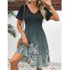Zeagoo Womens Summer Dress Casual Swing Floral Ruffle Short Sleeve Sundresses Beach Mini A-line Shift Dress 2026 with Pockets(Gray Green)