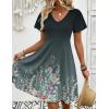 Zeagoo Womens Summer Dress Casual Swing Floral Ruffle Short Sleeve Sundresses Beach Mini A-line Shift Dress 2026 with Pockets(Gray Green)