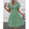 Zeagoo Womens Summer Dress Casual Swing Floral Ruffle Short Sleeve Sundresses Beach Mini A-line Shift Dress 2026 with Pockets(Green Jh560)