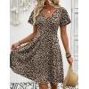 Zeagoo Womens Summer Dress Casual Swing Floral Ruffle Short Sleeve Sundresses Beach Mini A-line Shift Dress 2026 with Pockets(Leopard Print)