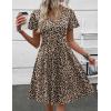 Zeagoo Womens Summer Dress Casual Swing Floral Ruffle Short Sleeve Sundresses Beach Mini A-line Shift Dress 2026 with Pockets(Leopard Print)