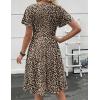 Zeagoo Womens Summer Dress Casual Swing Floral Ruffle Short Sleeve Sundresses Beach Mini A-line Shift Dress 2026 with Pockets(Leopard Print)