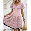 Zeagoo Womens Summer Dress Casual Swing Floral Ruffle Short Sleeve Sundresses Beach Mini A-line Shift Dress 2026 with Pockets(Pink Sf292)