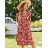 Zeagoo Womens Summer Dress Mini Petal Short Sleeve Dresses Pleated Button Down V Neck Floral Beach Swing Vacation Dress 2025(01-floral Red White)