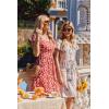Zeagoo Womens Summer Dress Mini Petal Short Sleeve Dresses Pleated Button Down V Neck Floral Beach Swing Vacation Dress 2025(01-floral Red White)