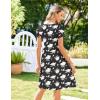 Zeagoo Womens Summer Dress Mini Petal Short Sleeve Dresses Pleated Button Down V Neck Floral Beach Swing Vacation Dress 2025(Floral Black White)