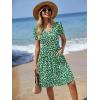 Zeagoo Womens Summer Dress Mini Petal Short Sleeve Dresses Pleated Button Down V Neck Floral Beach Swing Vacation Dress 2025(Jh560)