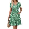 Zeagoo Womens Summer Dress Mini Petal Short Sleeve Dresses Pleated Button Down V Neck Floral Beach Swing Vacation Dress 2025(Jh560)