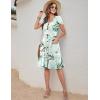 Zeagoo Womens Summer Dress Mini Petal Short Sleeve Dresses Pleated Button Down V Neck Floral Beach Swing Vacation Dress 2025(Leaf Blue Green)
