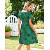 Zeagoo Womens Summer Dress Mini Petal Short Sleeve Dresses Pleated Button Down V Neck Floral Beach Swing Vacation Dress 2025(Leaf Green 1)