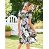 Zeagoo Womens Summer Dress Mini Petal Short Sleeve Dresses Pleated Button Down V Neck Floral Beach Swing Vacation Dress 2025(Leaf Pink Flower)
