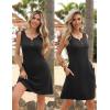 Zeagoo Womens Summer Dresses V Neck Sleeveless Sundresses Boho Beach Dress with Pockets A Line Tshirt Tank Dress(01-black)