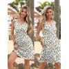 Zeagoo Womens Summer Dresses V Neck Sleeveless Sundresses Boho Beach Dress with Pockets A Line Tshirt Tank Dress(01-green Floral 2)