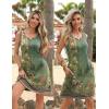 Zeagoo Womens Summer Dresses V Neck Sleeveless Sundresses Boho Beach Dress with Pockets A Line Tshirt Tank Dress(01-green Floral)