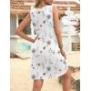 Zeagoo Womens Summer Dresses V Neck Sleeveless Sundresses Boho Beach Dress with Pockets A Line Tshirt Tank Dress(01-white Floral)