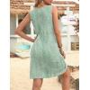 Zeagoo Womens Summer Dresses V Neck Sleeveless Sundresses Boho Beach Dress with Pockets A Line Tshirt Tank Dress(Green Floral 3)
