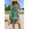 Zeagoo Womens Summer Sundress Boho Floral Casual Tank Dresses with Pockets Sleeveless Tiered Swing A Line Beach Dress(Green Floral)