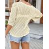 Zeagoo Womens Summer Tops Crochet Sweaters Resort Wear 3/4 Sleeve Hollow Out Knit Tops 2026 Beach Coverup(Apricot)